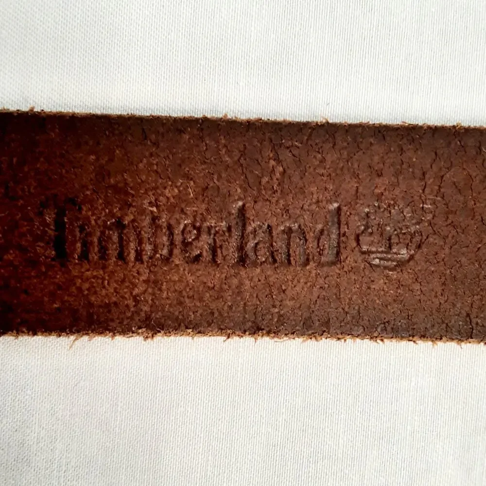 Timberland Genuine Leather Coffee Brown Belt Size 22 24 Rugged Distressed
